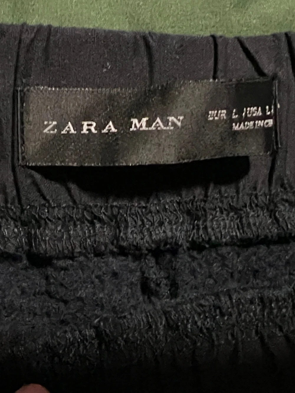 Zara Man Black Textured Athletic Waffle Shorts